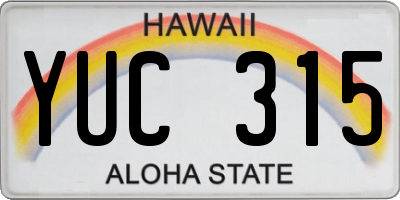 HI license plate YUC315