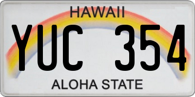 HI license plate YUC354