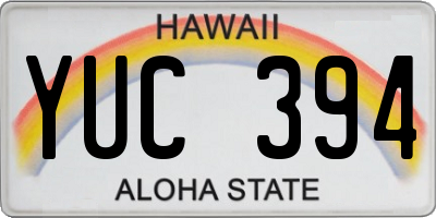 HI license plate YUC394