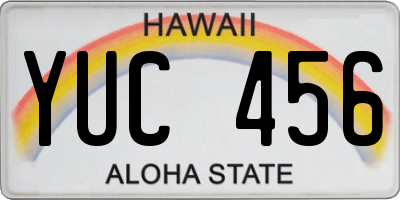 HI license plate YUC456