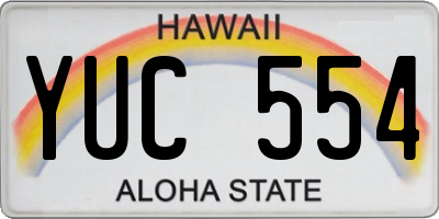 HI license plate YUC554