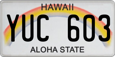 HI license plate YUC603