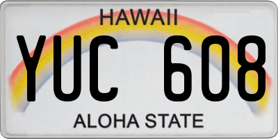 HI license plate YUC608