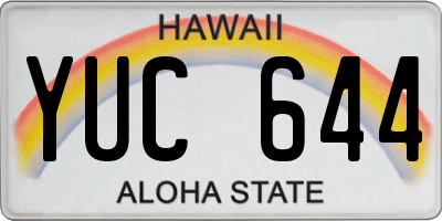 HI license plate YUC644