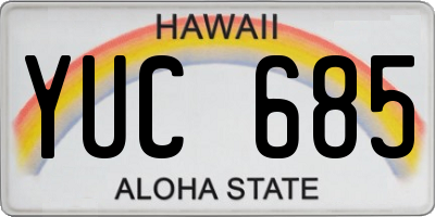 HI license plate YUC685