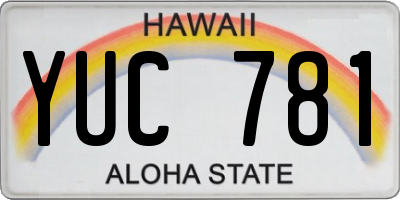 HI license plate YUC781