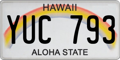 HI license plate YUC793
