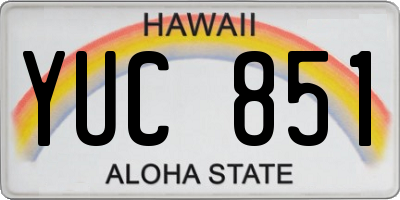 HI license plate YUC851
