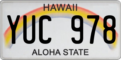 HI license plate YUC978