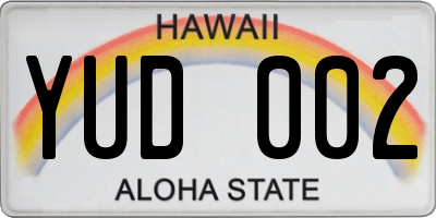 HI license plate YUD002