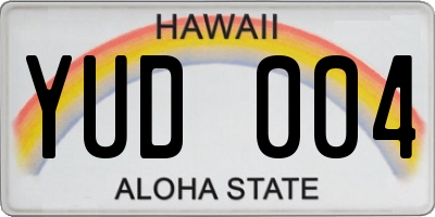 HI license plate YUD004