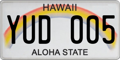 HI license plate YUD005
