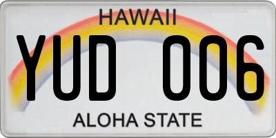 HI license plate YUD006