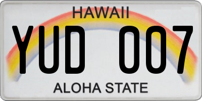 HI license plate YUD007
