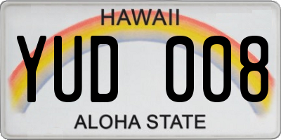 HI license plate YUD008
