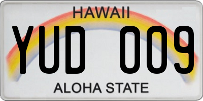 HI license plate YUD009