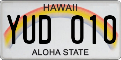 HI license plate YUD010