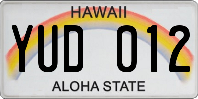 HI license plate YUD012