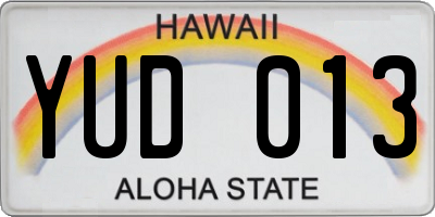 HI license plate YUD013