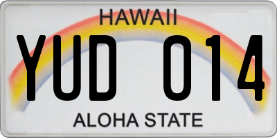 HI license plate YUD014