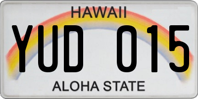 HI license plate YUD015