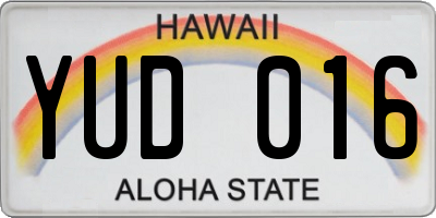 HI license plate YUD016