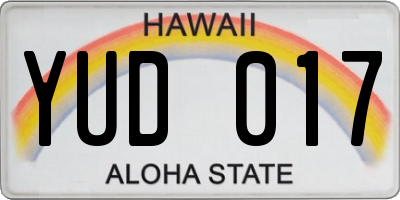 HI license plate YUD017