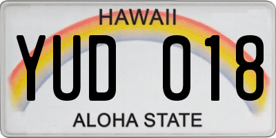 HI license plate YUD018