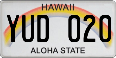 HI license plate YUD020