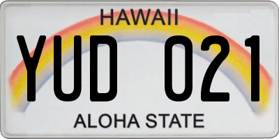 HI license plate YUD021
