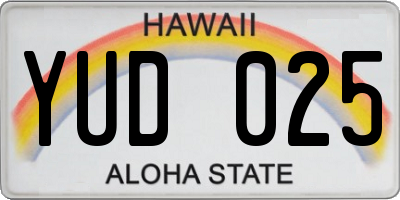 HI license plate YUD025