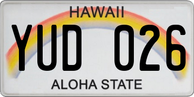 HI license plate YUD026