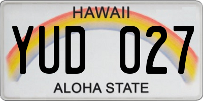 HI license plate YUD027