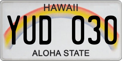 HI license plate YUD030