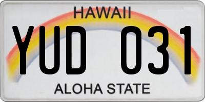 HI license plate YUD031