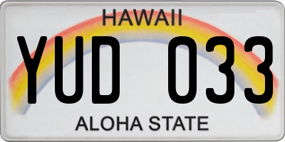 HI license plate YUD033