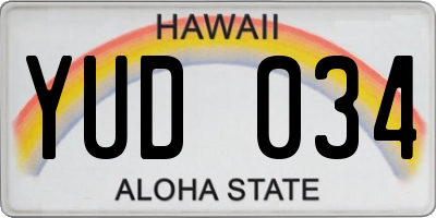 HI license plate YUD034