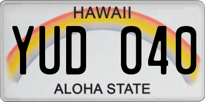 HI license plate YUD040