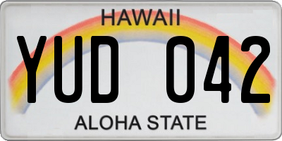 HI license plate YUD042