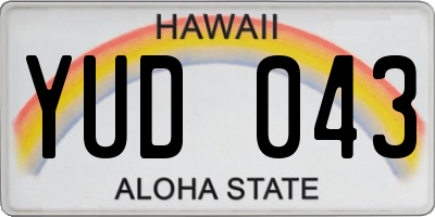 HI license plate YUD043