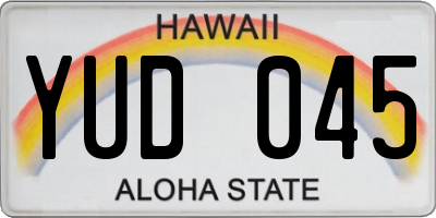 HI license plate YUD045