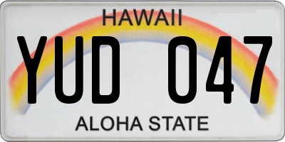 HI license plate YUD047