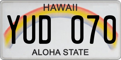 HI license plate YUD070