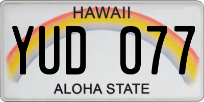 HI license plate YUD077