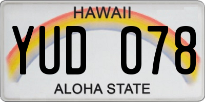 HI license plate YUD078