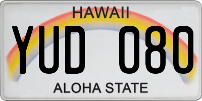 HI license plate YUD080