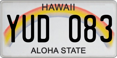 HI license plate YUD083