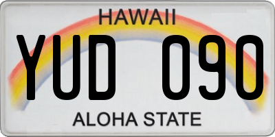 HI license plate YUD090