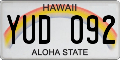 HI license plate YUD092