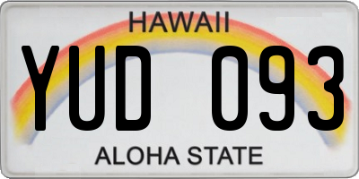 HI license plate YUD093